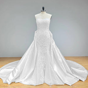 Sweetheart Neck Mermaid Wedding Dress with Detachable Train and Off the Shoulder