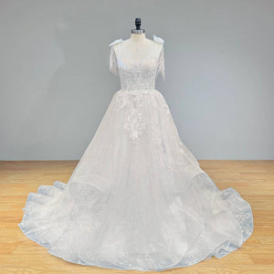 Robe Mariage Sweetheart A-Line Wedding Dress Sequined Appliques Spaghetti Straps