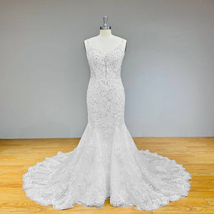 Princess Crystal Mermaid Off the Shoulder Wedding Dress Luxury Lace Vintage Bridal Gown