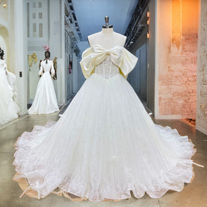 Vintage Ball Gown Wedding Dress with Chapel Train Sequins and Pearls