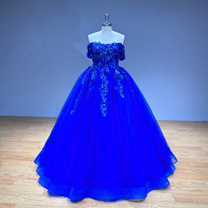 Blue Sweetheart Neck Lace Up Back Quinceanera Dress with Sequins and Flowers