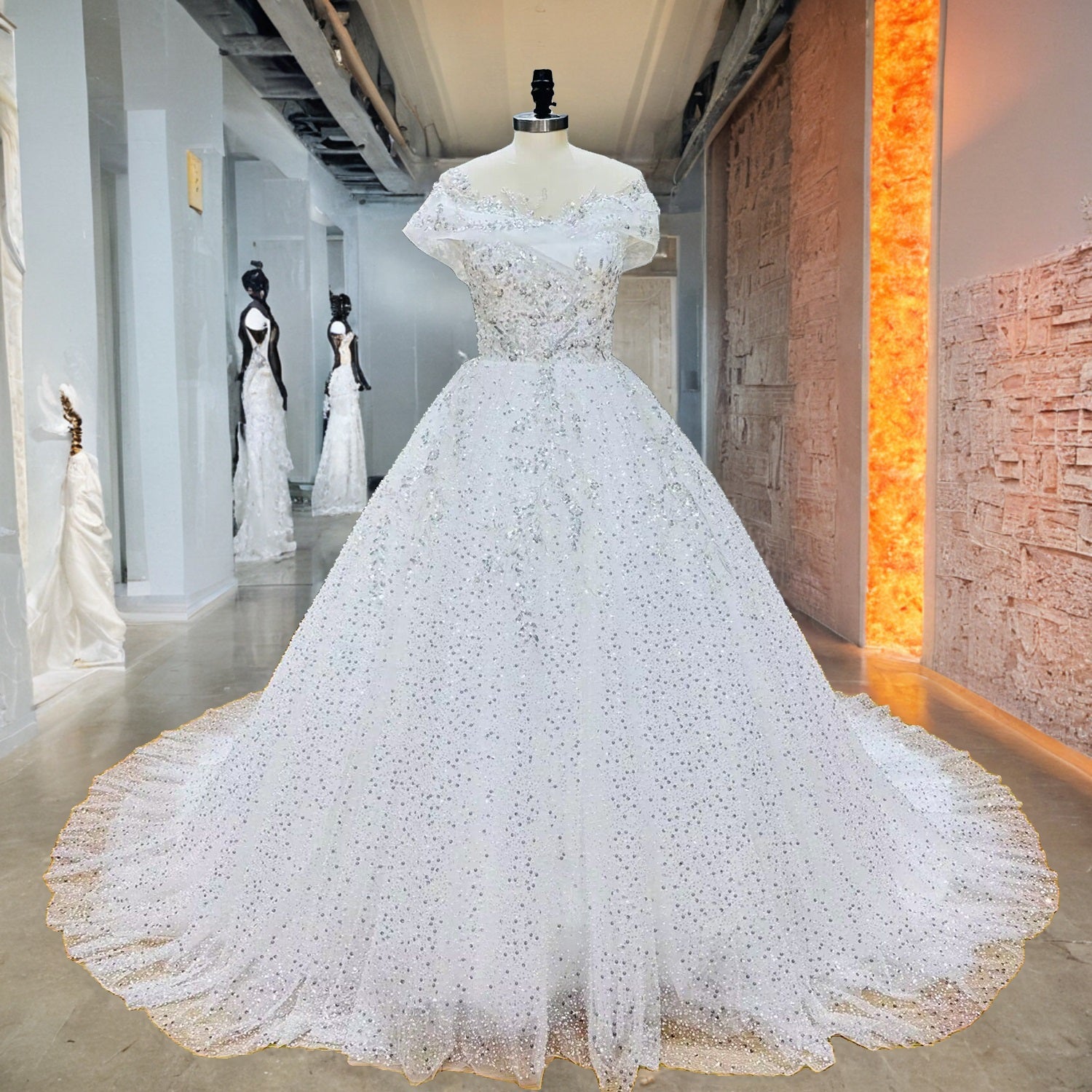 Gorgeous Ball Gown Wedding Dress with Lace Up Back Short Sleeves Vintage Robe De Mariage