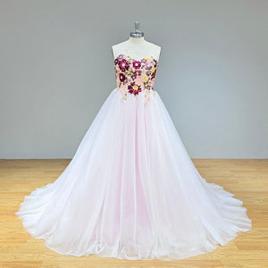 New Arrival Pastoral A-Line Off the Shoulder Sweetheart Colorful Luxury Wedding Dress