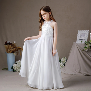 Sleeveless Chiffon Flower Girl Dress – Lace Junior Bridesmaid Gown