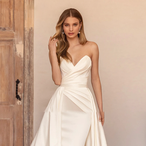 Mermaid Wedding Dress Satin Simple Sweetheart Detachable Train Charming Wedding Gown