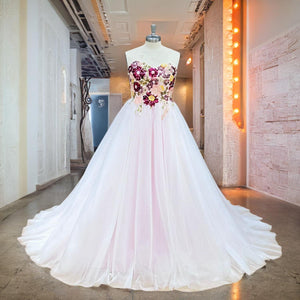 New Arrival Pastoral A-Line Off the Shoulder Sweetheart Colorful Luxury Wedding Dress