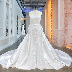 Sweetheart Neck Mermaid Wedding Dress with Detachable Train and Off the Shoulder