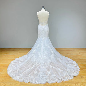 Princess Crystal Mermaid Off the Shoulder Wedding Dress Luxury Lace Vintage Bridal Gown