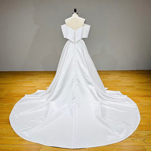 Light Effect Satin A-Line Off the Shoulder Wedding Dress Zipper Back