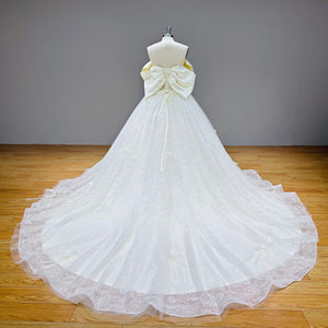 Vintage Ball Gown Wedding Dress with Chapel Train Sequins and Pearls