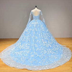 New Arrival Princess Ball Gown Wedding Dress with Sequined Beading Lace and Belt