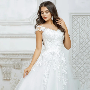 Elegant V Neck Lace Short Wedding Dress with Cap Sleeves Knee Length Bridal Gown