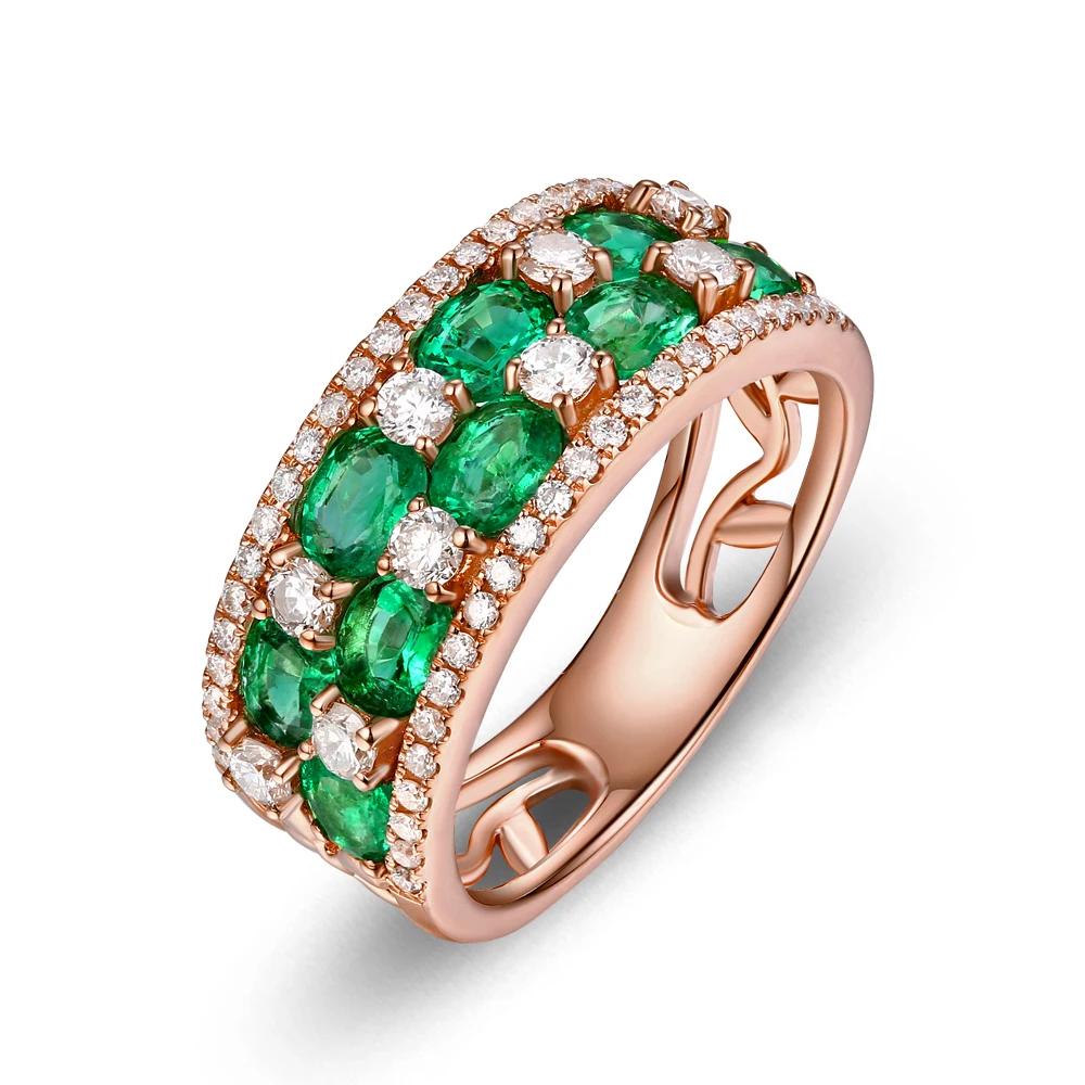 18k Gold 1.65ct Emerald &  0.67ct Natural Diamond Engagement Ring