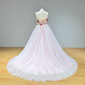 New Arrival Pastoral A-Line Off the Shoulder Sweetheart Colorful Luxury Wedding Dress