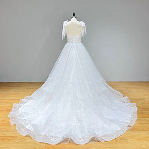 Robe Mariage Sweetheart A-Line Wedding Dress Sequined Appliques Spaghetti Straps