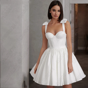 Sweetheart Mini Wedding Dress Romantic Spaghetti Straps A-line Bridal Party Sexy Backless Short Bridal Gown