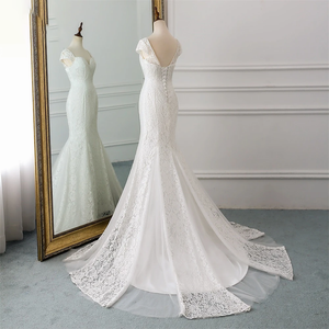 New Style Cap Sleeve Style Lace Mermaid Wedding Dress