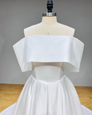 Light Effect Satin A-Line Off the Shoulder Wedding Dress Zipper Back