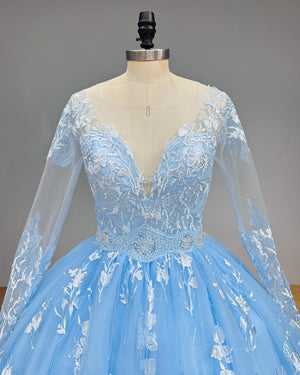 New Arrival Princess Ball Gown Wedding Dress with Sequined Beading Lace and Belt