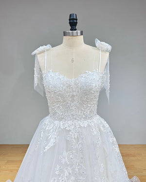 Robe Mariage Sweetheart A-Line Wedding Dress Sequined Appliques Spaghetti Straps