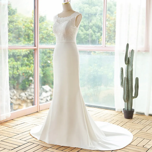 Elegant Simple Style Lace Mermaid Sleeveless Wedding Dresses