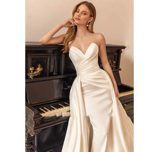 Mermaid Wedding Dress Satin Simple Sweetheart Detachable Train Charming Wedding Gown