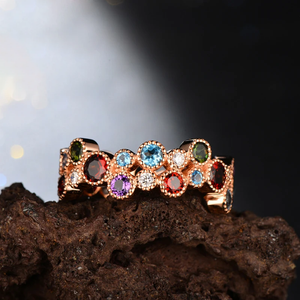 4.8ct Garnet  Amethyst Topaz and Tourmaline Multi Diamond 18K Rose Gold Engagement Wedding Ring