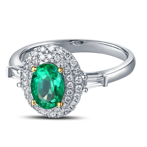 Classic 14k Multi-Tone Gold 0.92ct Natural Emerald 0.35ct Diamond Engagement Ring