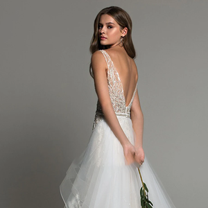 Sexy Mermaid Wedding Dress New Detachable Train Shimmering Beadied V-Neck Backless Sleeveless Wedding Gown