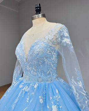 New Arrival Princess Ball Gown Wedding Dress with Sequined Beading Lace and Belt