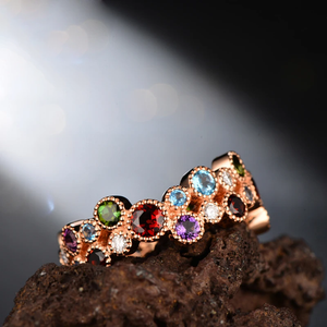 4.8ct Garnet  Amethyst Topaz and Tourmaline Multi Diamond 18K Rose Gold Engagement Wedding Ring