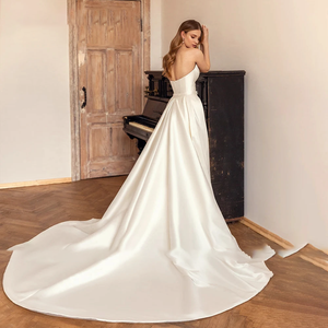 Mermaid Wedding Dress Satin Simple Sweetheart Detachable Train Charming Wedding Gown