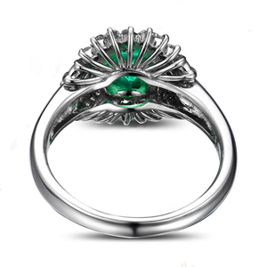 Gorgeous Emerald Ring 14k White Gold Natural 0.48ct Diamond Engagement Ring