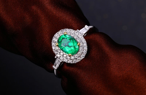 Classic 14k Multi-Tone Gold 0.92ct Natural Emerald 0.35ct Diamond Engagement Ring