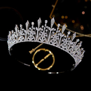 Luxury Crystal Zircon Bridal Tiara and Crown Hair Accessory for Women