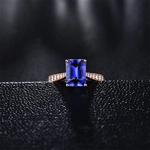 Natural Tanzanite Ring 14Kt Rose Gold Diamond Band for Women