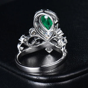 18kt White Gold Emerald Diamond Ring for Women – Engagement, Wedding & Party