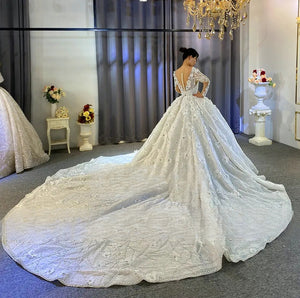 Customized Amazing Beautiful Wedding Dresses Heavy Beading Off White Bridal Dress Real Work