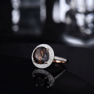 4Ct Smoke Topaz 14kt Rose Gold Diamond Engagement Ring 10x10mm