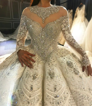 Customized full beading bridal dress wedding dress brides luxury royal dress