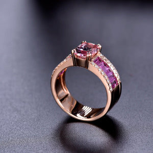 Natural Morganite Pink Sapphire 14Kt Rose Gold Ring for Women