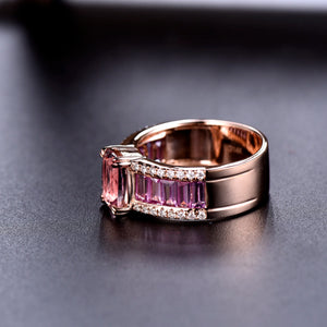 Natural Morganite Pink Sapphire 14Kt Rose Gold Ring for Women