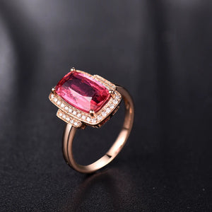 18K Rose Gold Pink Tourmaline Diamond Ring – Engagement, Wedding, Mother’s Gift