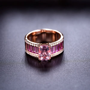 Natural Morganite Pink Sapphire 14Kt Rose Gold Ring for Women