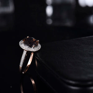 4Ct Smoke Topaz 14kt Rose Gold Diamond Engagement Ring 10x10mm