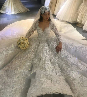 Luxury Dubai Ball Gown Wedding Dress Vintage Inspired Bridal Gown