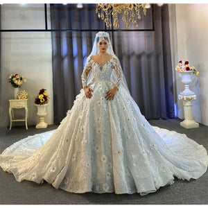 Customized Amazing Beautiful Wedding Dresses Heavy Beading Off White Bridal Dress Real Work