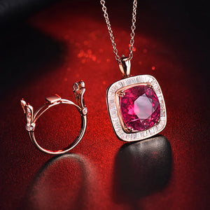 Tourmaline Dual-Use Ring & Pendant 18Kt Rose Gold with Diamonds