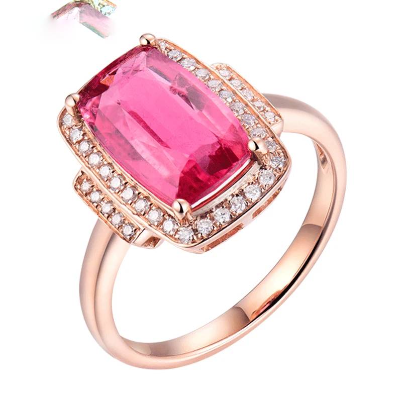 18K Rose Gold Pink Tourmaline Diamond Ring – Engagement, Wedding, Mother’s Gift