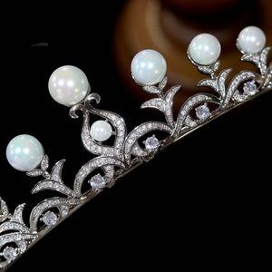 High Quality Pearl Crown CZ Tiara Bridal Hairband Wedding Hair Accessories